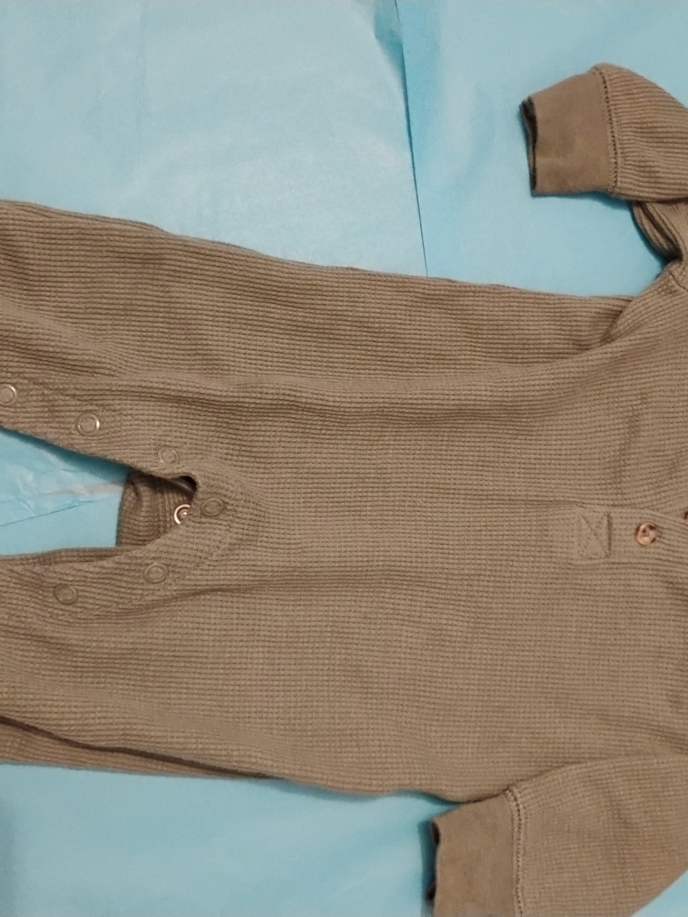 Carter's Waffle-Knit Long-Sleeve One-Piece in Olive Green